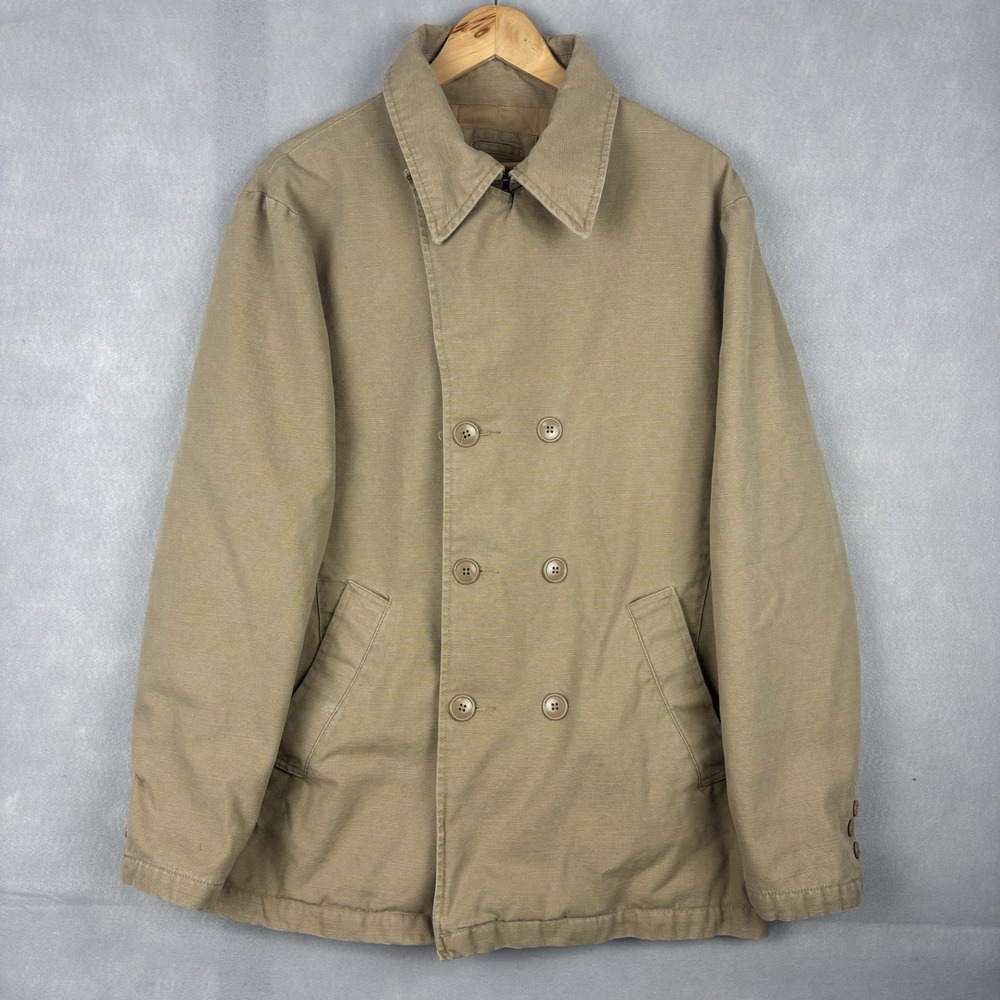 Vintage Gap Canvas Peacoat Men's Medium Brown Canvas Double Breasted Jacket